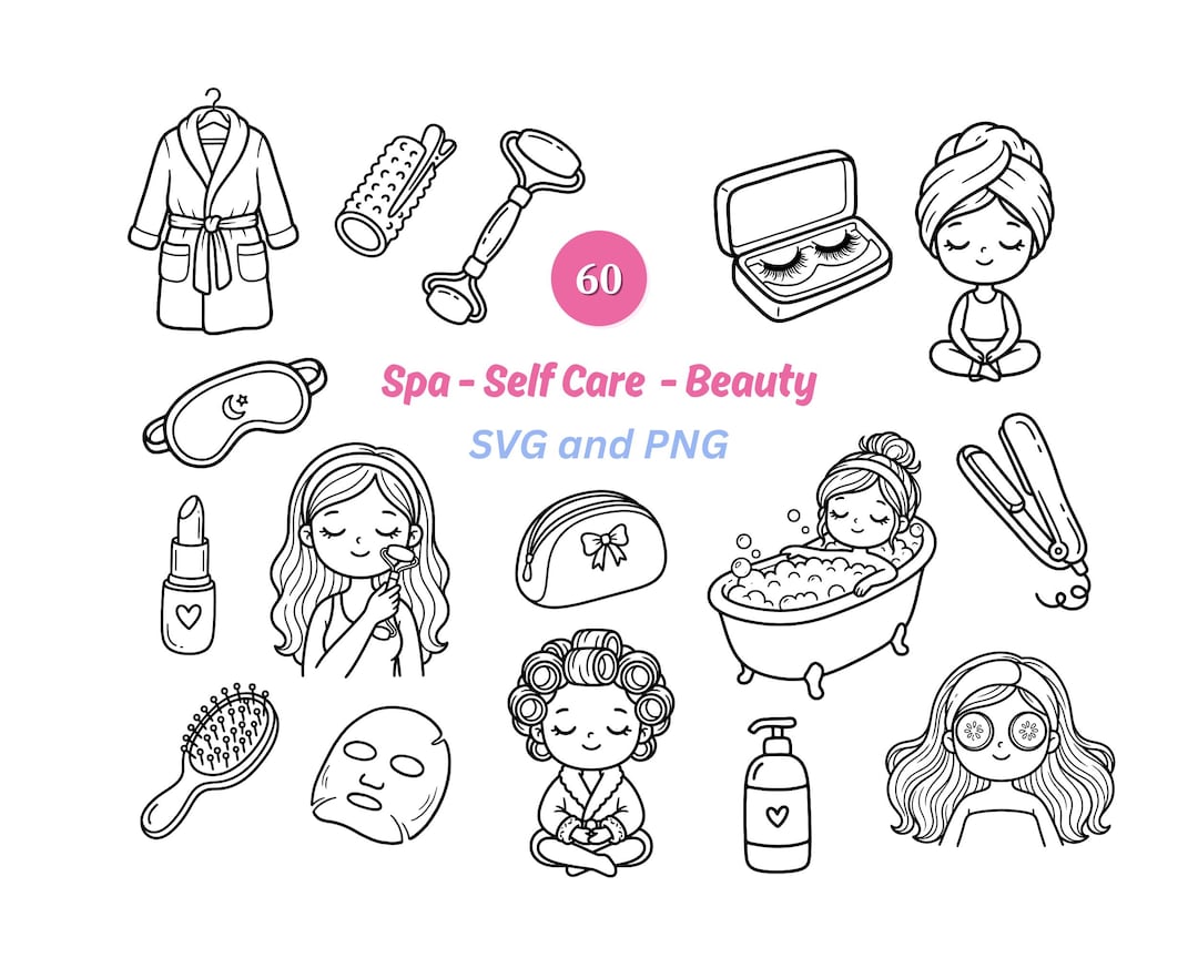 60 Self Care Svg Png | Cute Girls Clipart | Spa Party Illustration ...