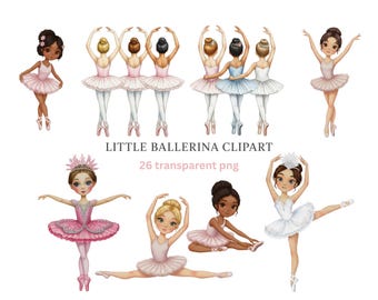 Pink Ballerina Clipart PNG | Ballet Clipart | Kids Clipart | Cute Clipart | Cute Ballet Girl Clipart | Digital Download