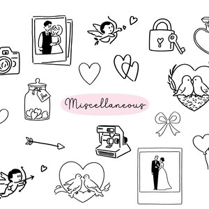 200 + Hand Drawn Wedding Icons SVG Bundle, Wedding Timeline Clipart ...