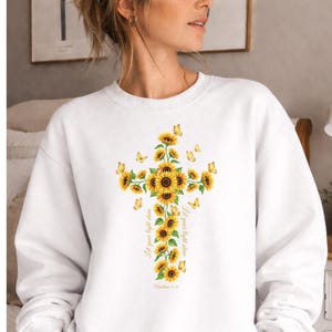 45 cruces cristianas florales PNG / Paquete de sublimación cristiana / Versículo bíblico PNG / Camiseta cristiana Png / Flores de acuarela imagen 12