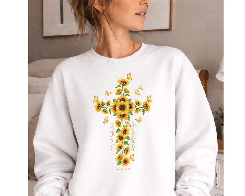 45 cruces cristianas florales PNG / Paquete de sublimación cristiana / Versículo bíblico PNG / Camiseta cristiana Png / Flores de acuarela imagen 12