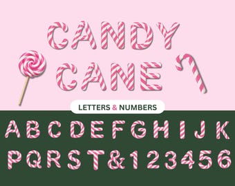 Candy Cane PNG Letters Clipart | Pink Alphabet | Sweet Numbers PNG | Pink White Candy Cane | Candy Cane Alphabet Clip Art | Candy Letters