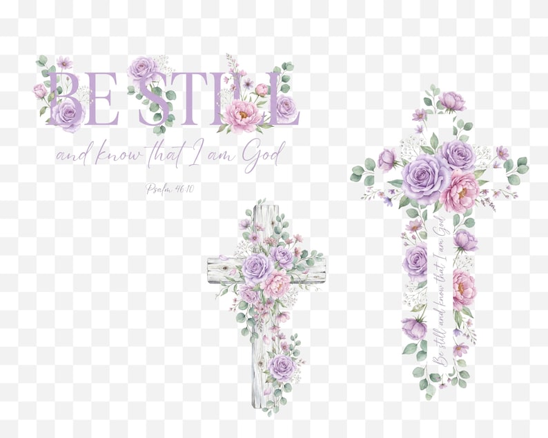 45 cruces cristianas florales PNG / Paquete de sublimación cristiana / Versículo bíblico PNG / Camiseta cristiana Png / Flores de acuarela imagen 6