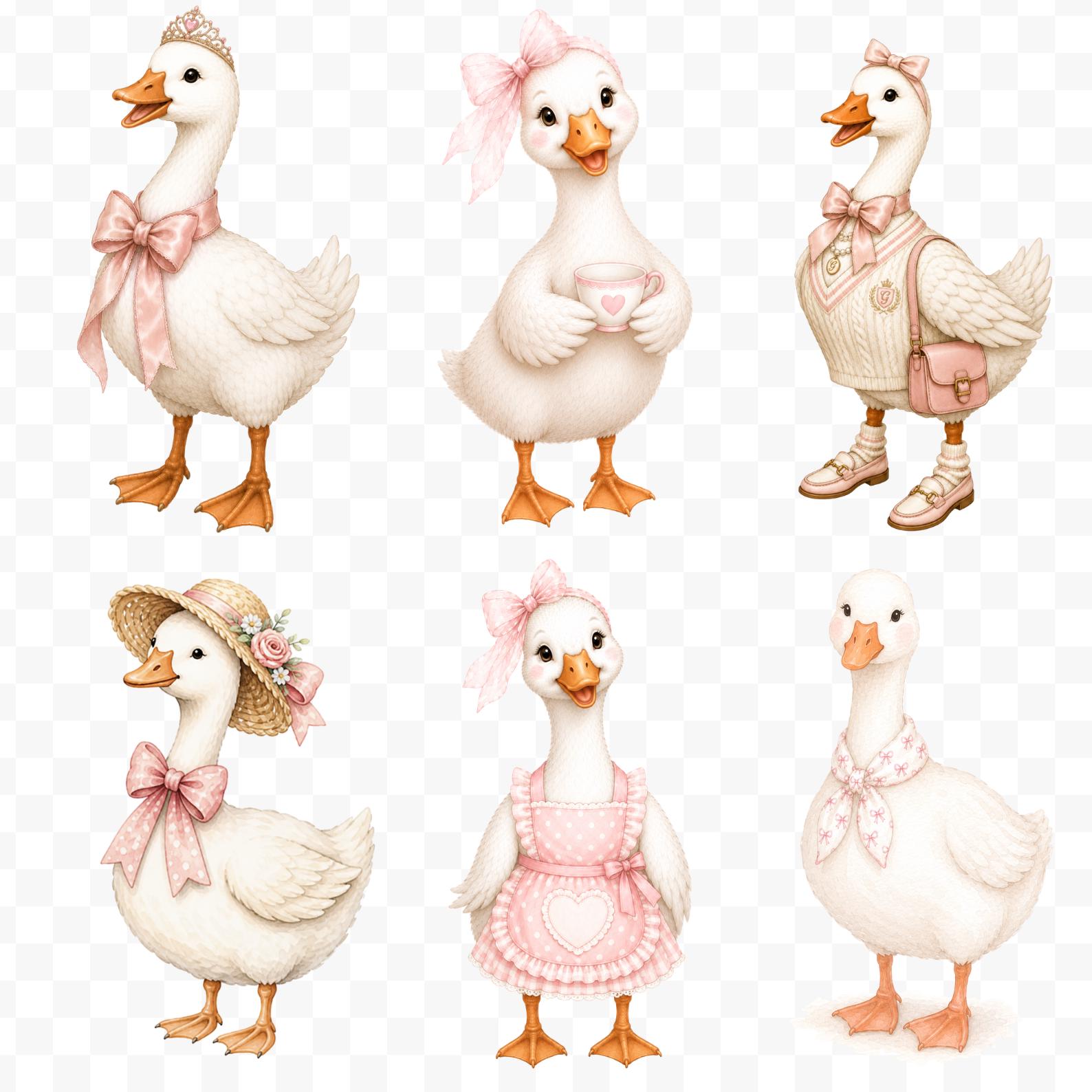 Watercolor Girly Goose Clipart, Pink Silly Goose PNG | Cute Animals ...