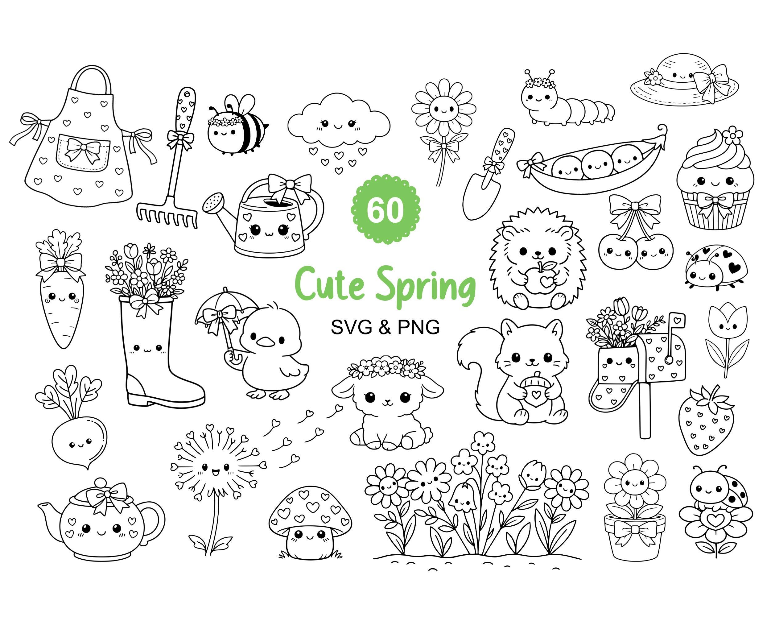60 Cute Spring SVG PNG | Cute Spring Clipart | Cute Spring Doodles ...