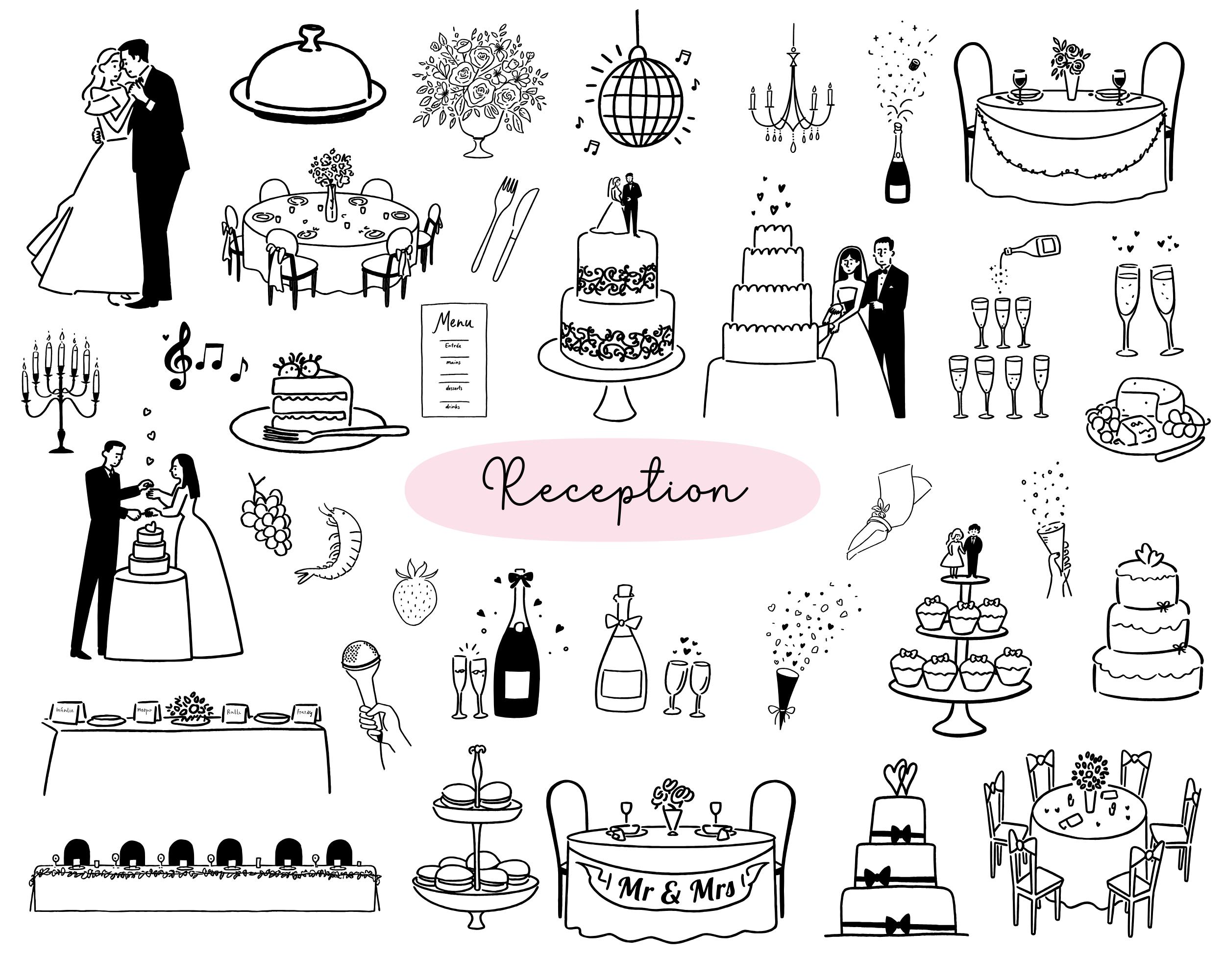 200 + Hand Drawn Wedding Icons SVG Bundle, Wedding Timeline Clipart ...