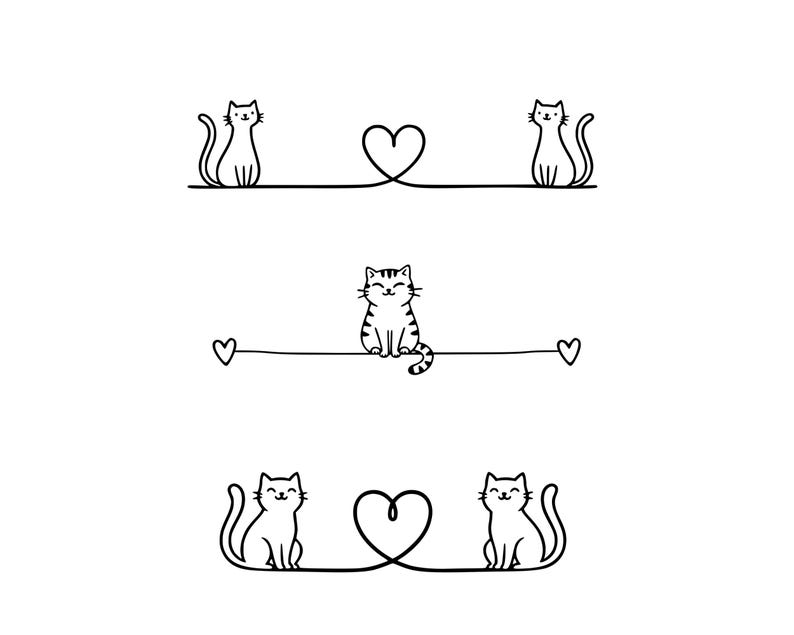 30 Cute Cats Line Divider SVG PNG Bundle, Line Divider | Design Element ...