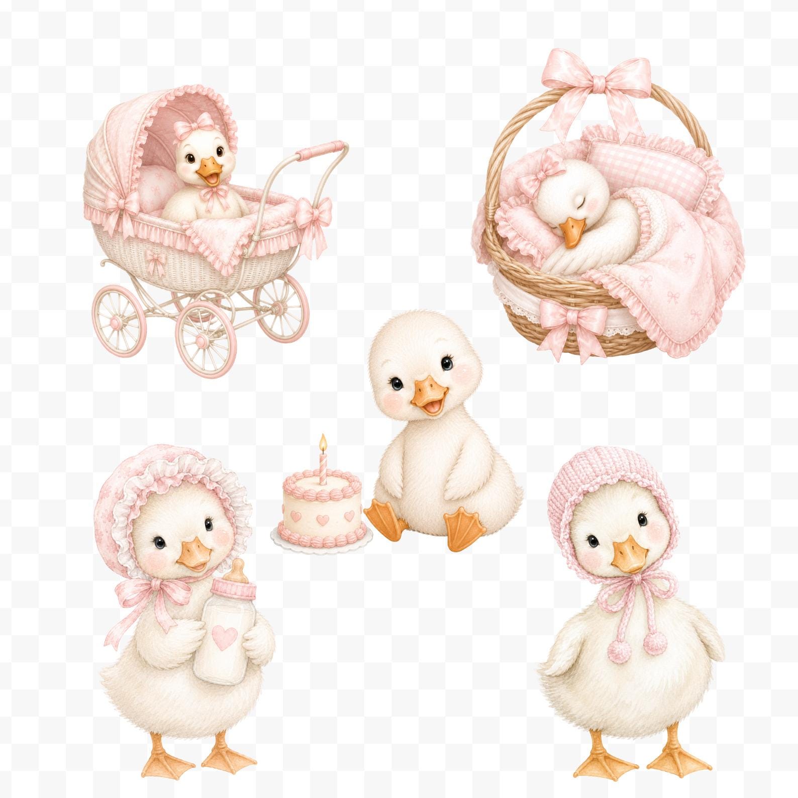 30 Silly Goose Clipart Bundle PNG | Pink Baby Shower Decorations ...