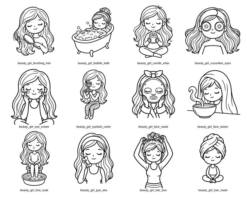 60 Self Care Svg Png | Cute Girls Clipart | Spa Party Illustration ...