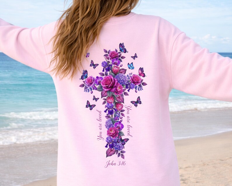 45 cruces cristianas florales PNG / Paquete de sublimación cristiana / Versículo bíblico PNG / Camiseta cristiana Png / Flores de acuarela imagen 9