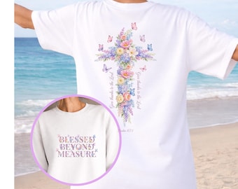 Set of 4 Pastel Floral Christian Cross PNG | Christian sublimation | Watercolor florals | Bible Verse PNG | Christian Shirt Png