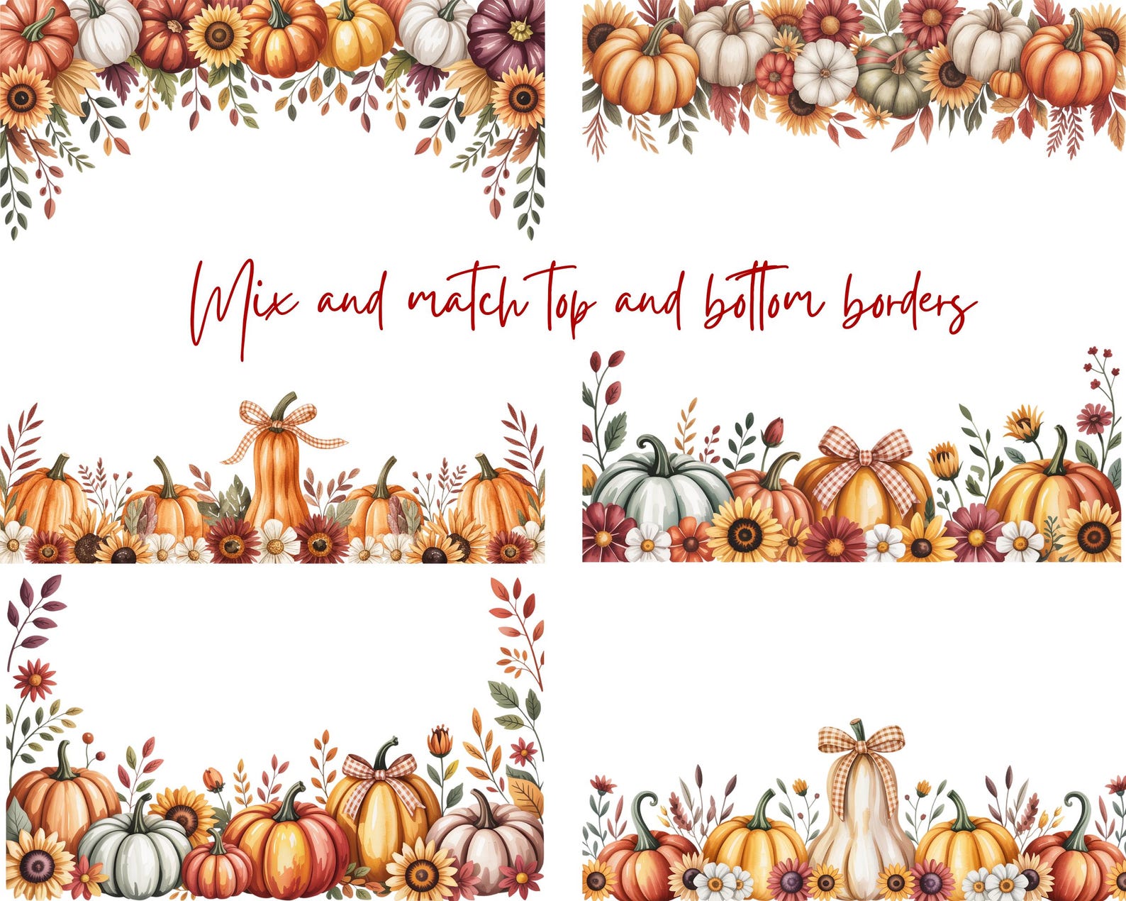 120 Watercolor Floral Pumpkin PNG | Autumn Clipart | Watercolor Pumpkin ...