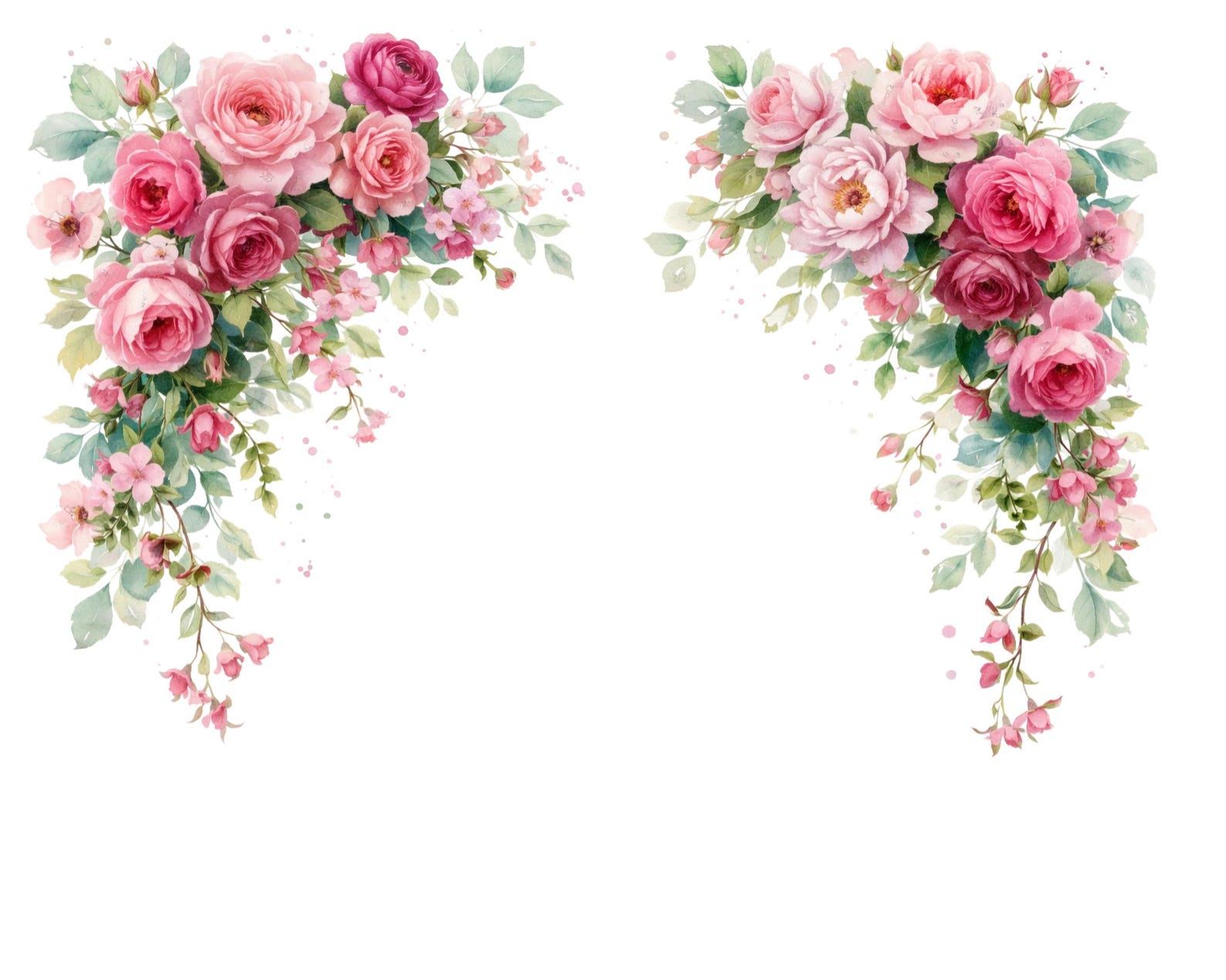 18 Pink Floral Clipart Bundle | Watercolor Pink Flowers PNG | Pink ...
