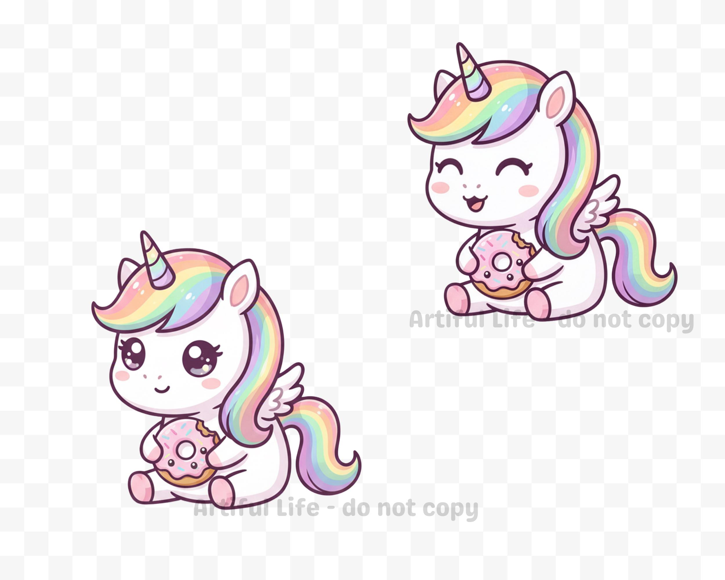 Pastel Kawaii Cute Unicorn Clipart PNG | Rainbow Unicorn | Rainbow Pony ...