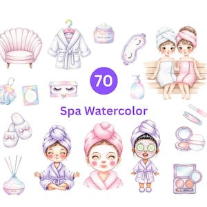 Spa Watercolor Clipart PNG | Spa Party | Spa Girls | Kids Clipart | Cute Clipart