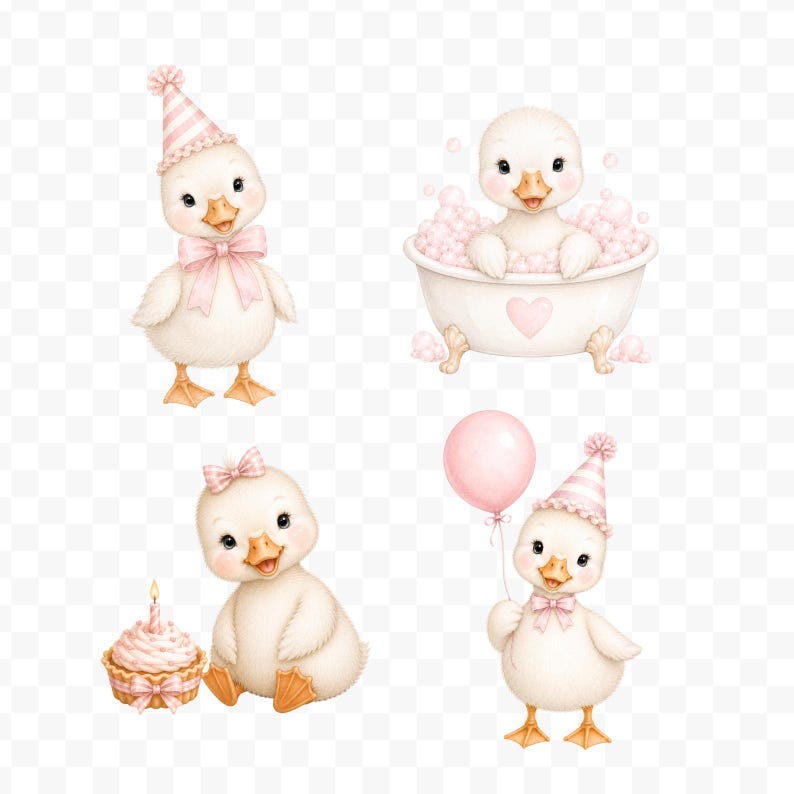 30 Silly Goose Clipart Bundle PNG | Pink Baby Shower Decorations ...