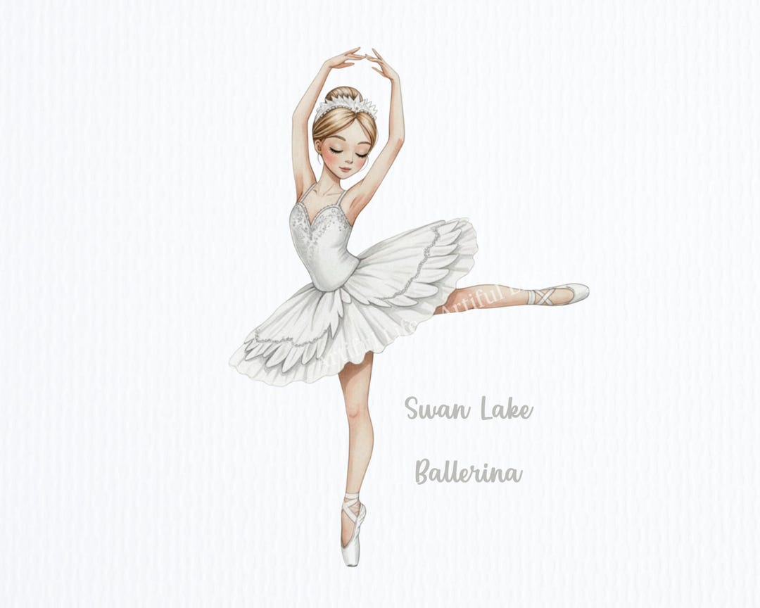 Watercolor Swan Lake Ballerina Clipart PNG | Ballet Clipart | Cute ...