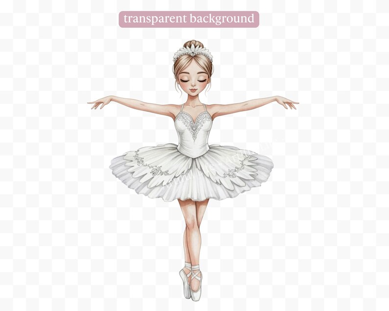 Watercolor Swan Lake Ballerina Clipart PNG | Ballet Clipart | Cute ...