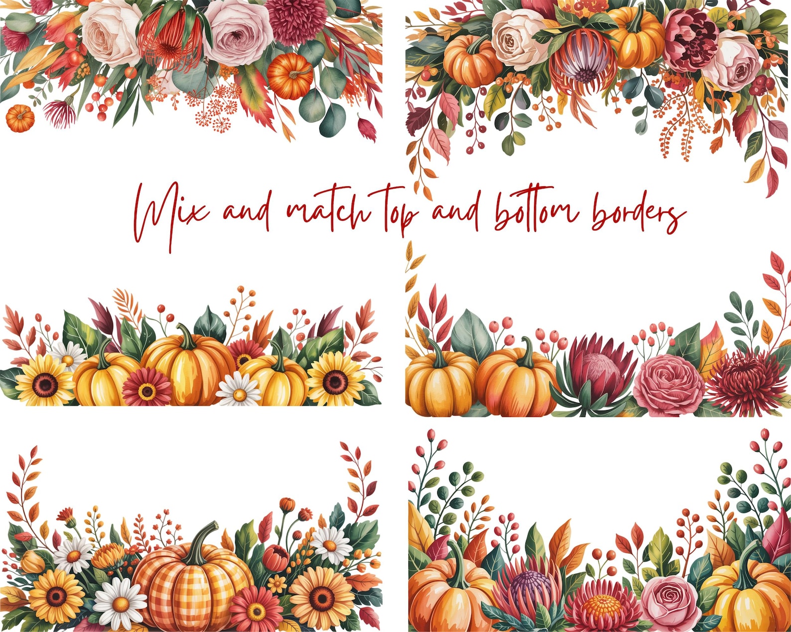 120 Watercolor Floral Pumpkin PNG | Autumn Clipart | Watercolor Pumpkin ...