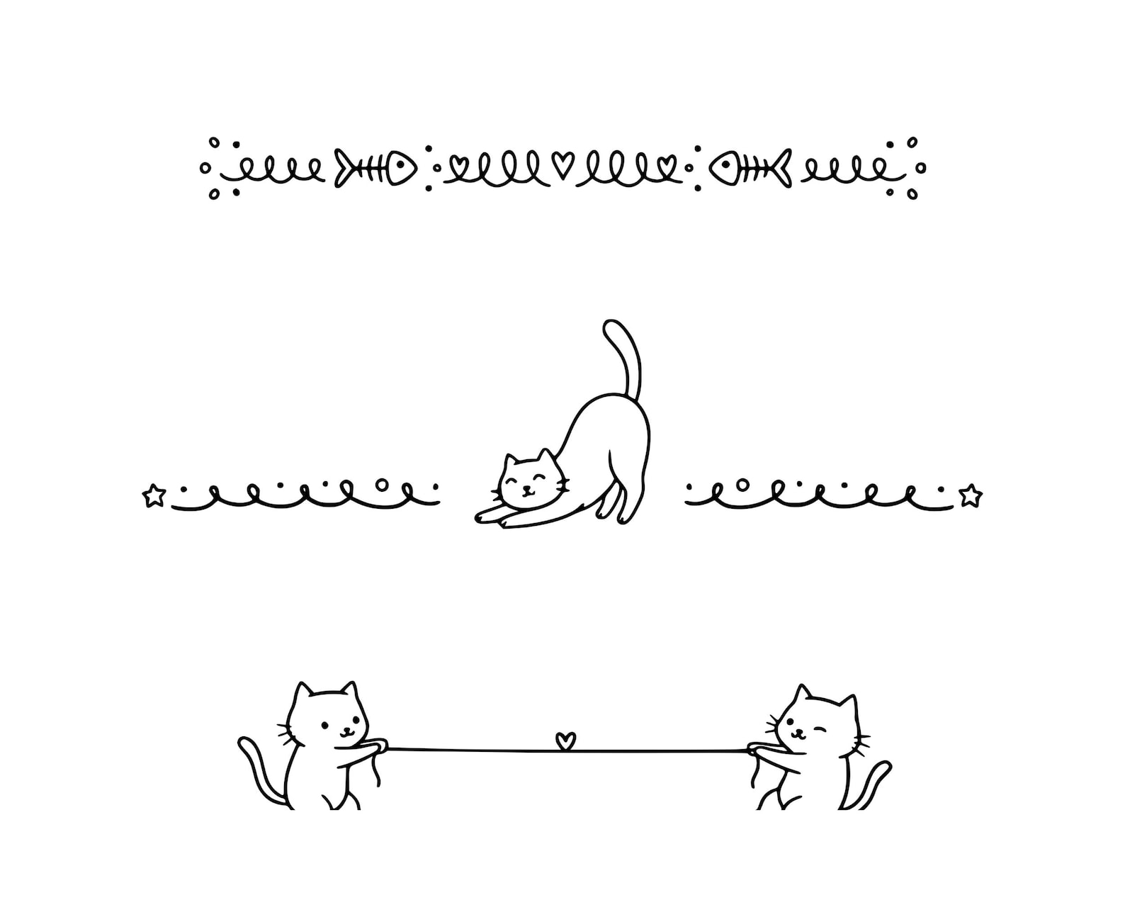 30 Cute Cats Line Divider SVG PNG Bundle, Line Divider | Design Element ...