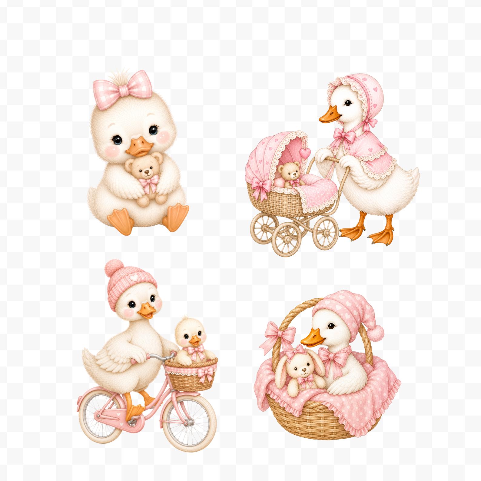 30 Silly Goose Clipart Bundle PNG | Pink Baby Shower Decorations ...