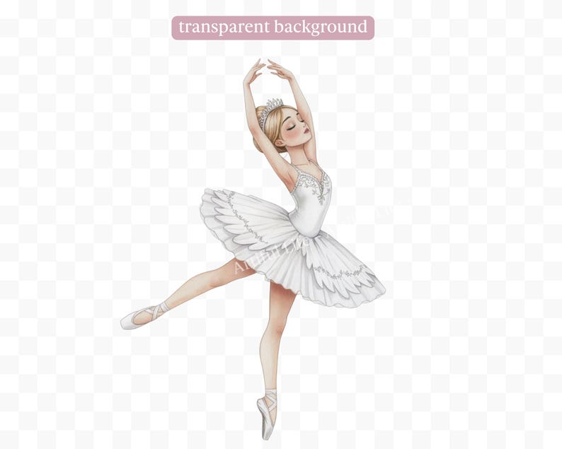 Watercolor Swan Lake Ballerina Clipart PNG | Ballet Clipart | Cute ...