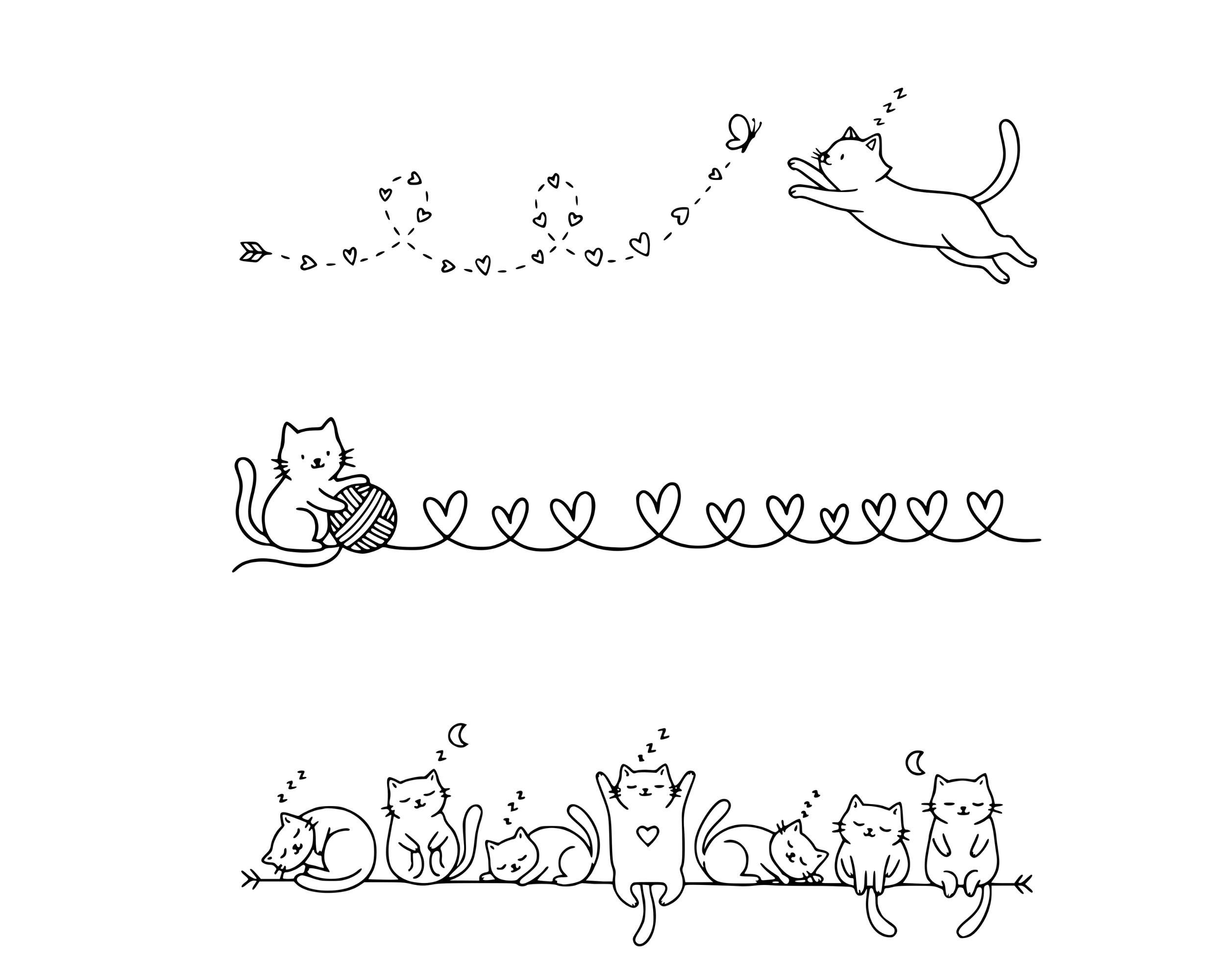 30 Cute Cats Line Divider SVG PNG Bundle, Line Divider | Design Element ...