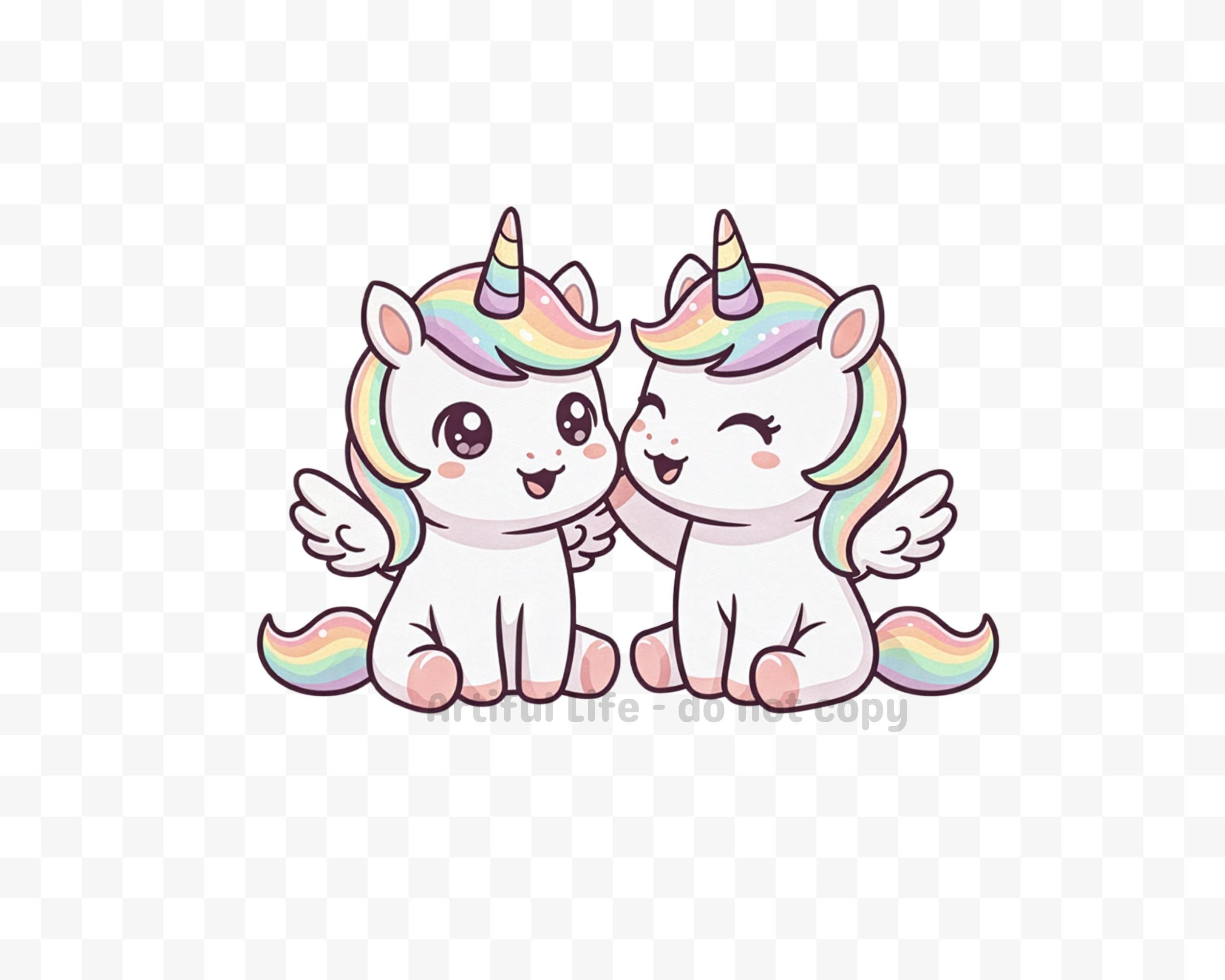 Pastel Kawaii Cute Unicorn Clipart PNG | Rainbow Unicorn | Rainbow Pony ...