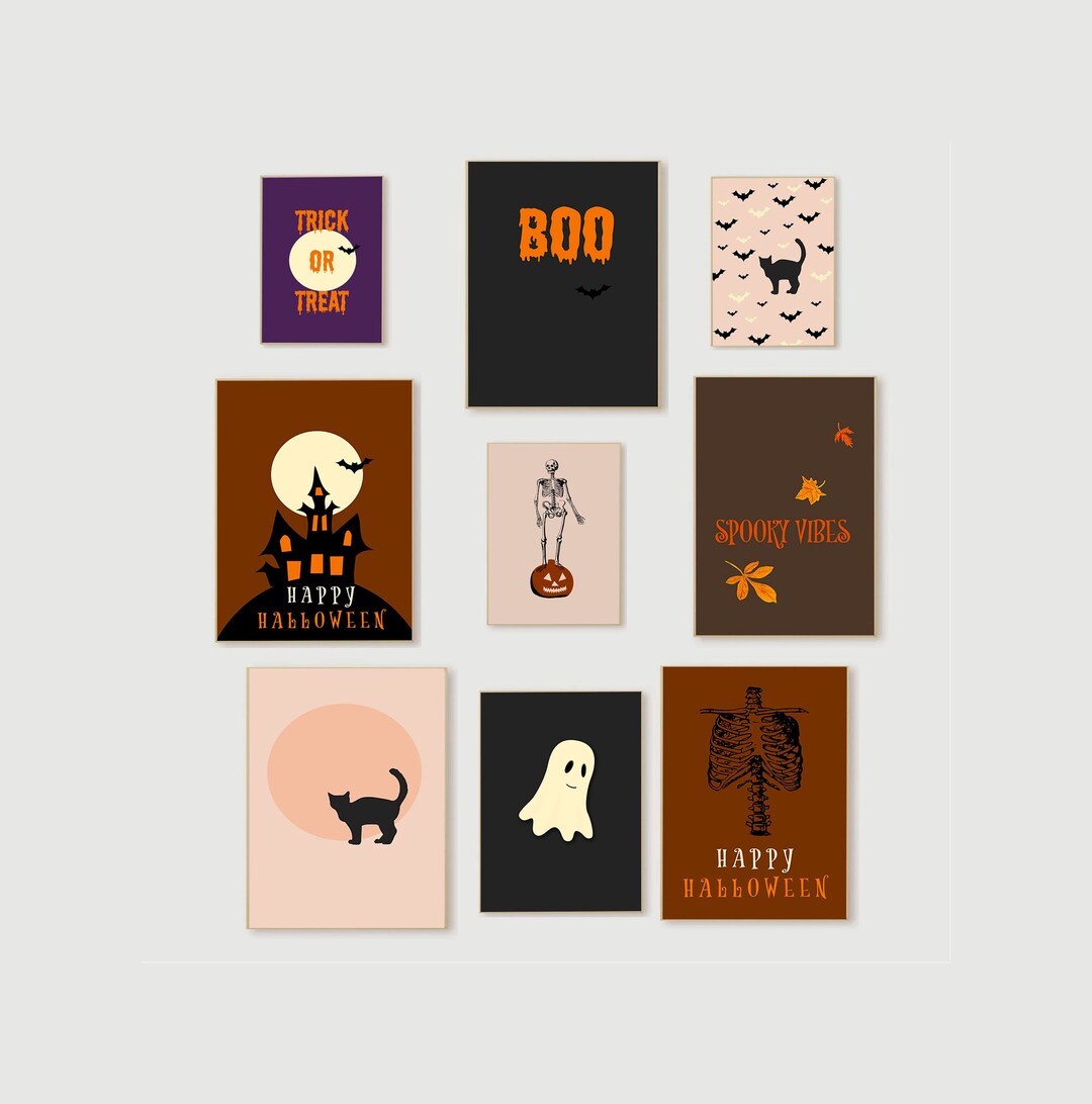 Halloween Art Mega Bundle Set, Set of 9, Halloween Gallery Wall ...