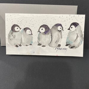 Tarjeta de línea de pingüinos