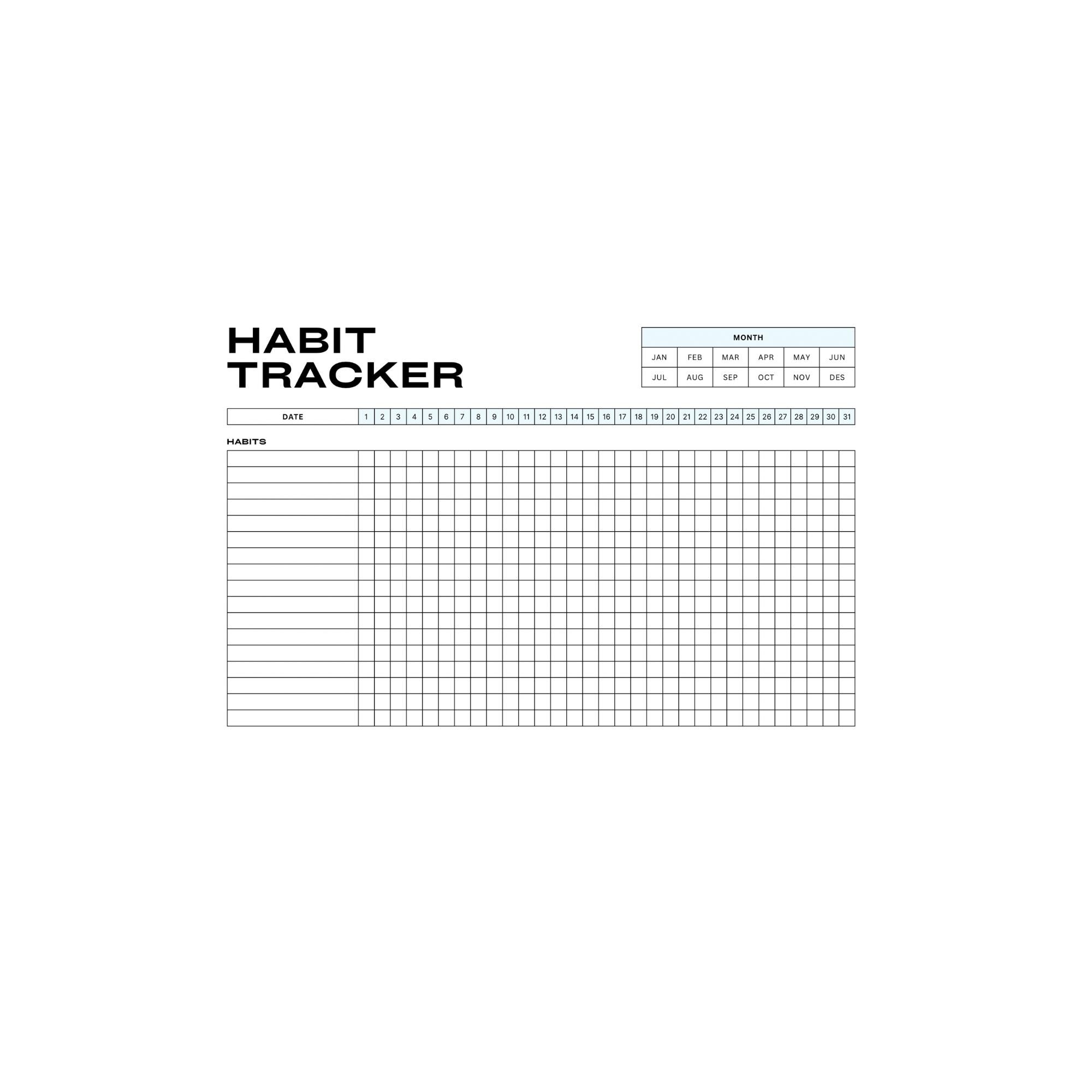 Daily Habit Tracker Printable | 31 Day Habit Tracker | Minimal Self ...