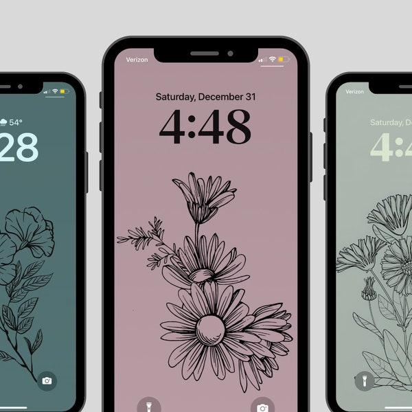 Floral iPhone Lockscreen Wallpapers| Botanical iPhone Wallpaper| Digital Download| Flower iPhone Lockscreen| Boho iPhone Lockscreen