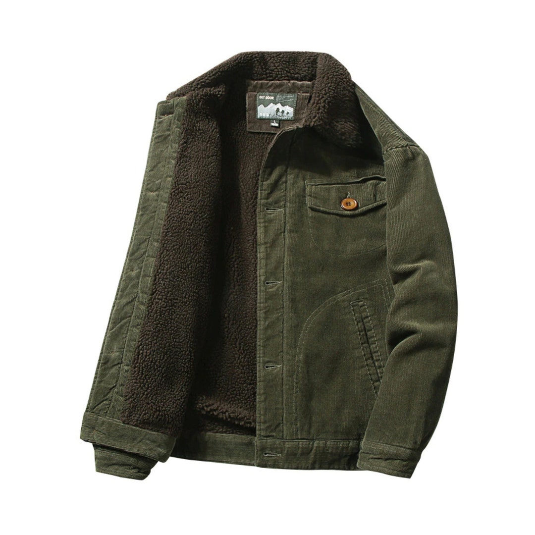 Corduroy Jacket Army Green Velvet Thick Fur Corduroy Fashion - Etsy