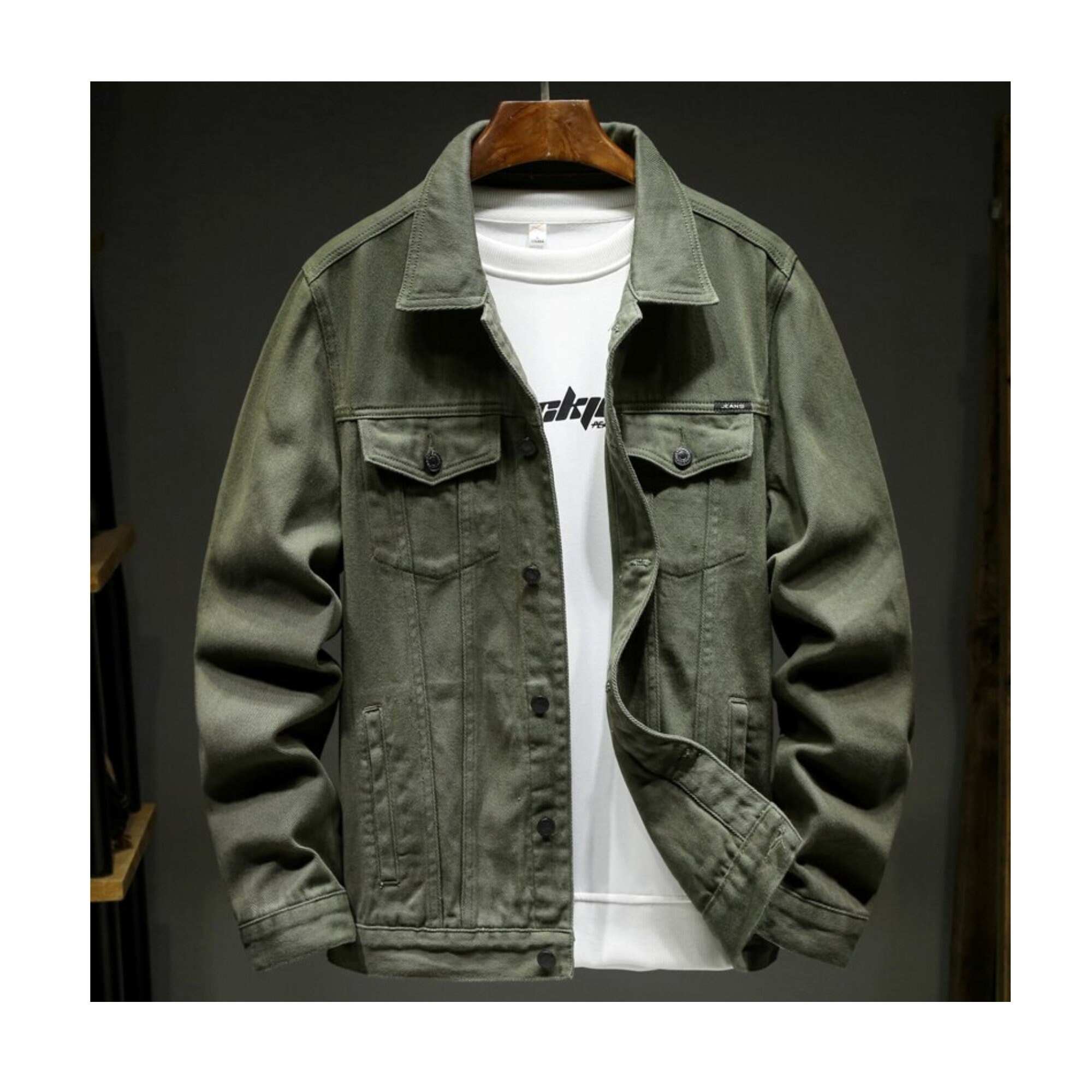 Update more than 154 dark green denim jacket mens dedaotaonec
