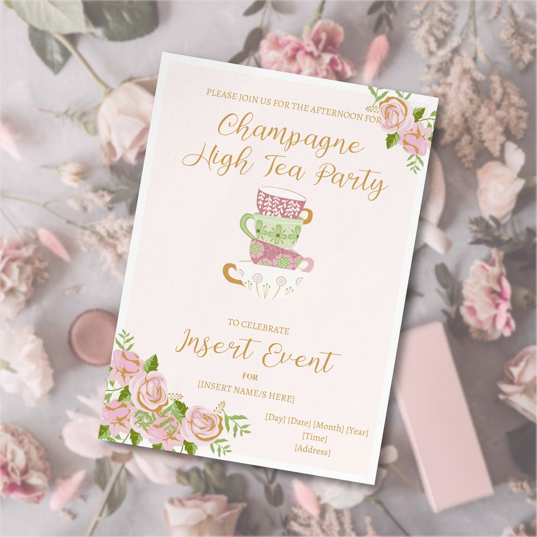 Champagne High Tea Invitation Etsy
