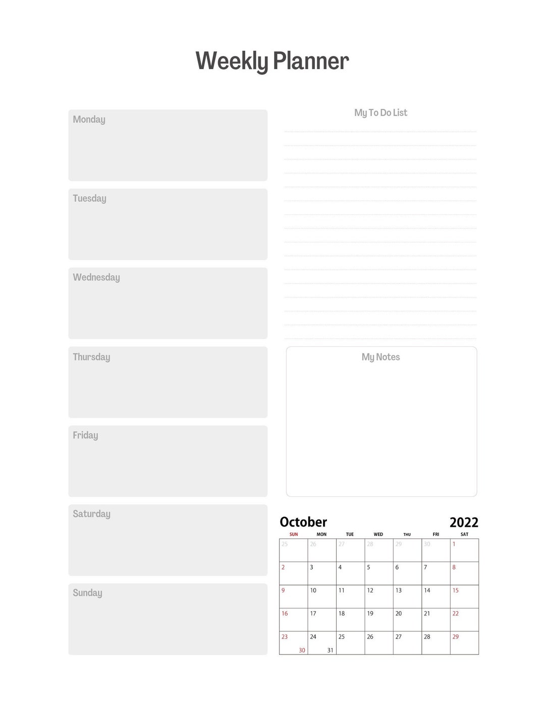 初売り 福袋 Weekly Planner 2022 Dec and Nov Oct, for Calendar With 手帳
