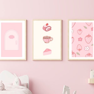 Cute Pink Printable Wall Art, Set of 6 Printable Art, Pink Printable Wall Art, Cute Prints ...