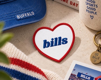 Buffalo Bills Embroidered Patch, Iron On Sew On Football Patch, Custom Game Day Denim Jacket Hat Patch Gift
