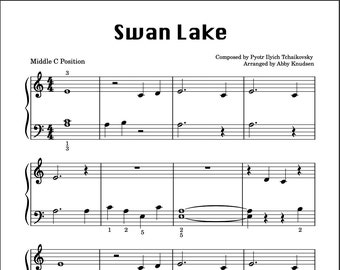 PRIMER LEVEL Swan Lake | Easy Piano Sheet Music Beginner - Printable PDF