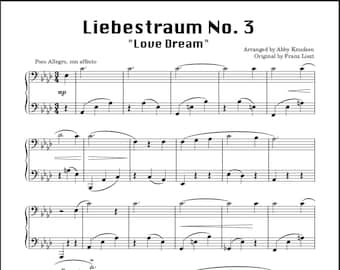 VEREINFACHTER Liebestraum Nr. 3 | Liszt Klaviernoten „Love Dream“ - druckbare PDF-Datei
