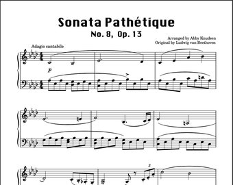 VEREINFACHTE Sonate Pathétique (Originalton) | Intermediate Beethoven Klavier Noten - Printable PDF