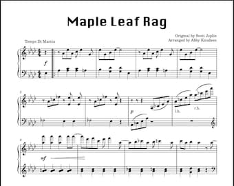 SIMPLIFIED Maple Leaf Rag | Ragtime Piano Sheet Music - Printable PDF