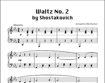 VEREINFACHTER Walzer Nr. 2 von Schostakowitsch | Klavier Noten - Printable PDF