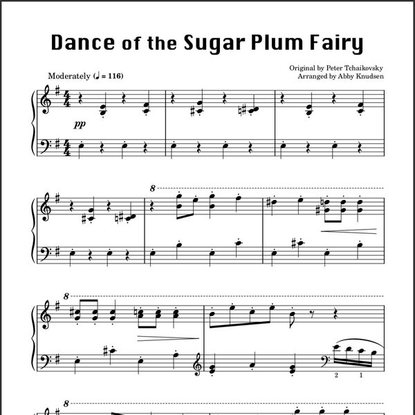 Tanz der Zuckerfee | Klavier Noten - Printable PDF