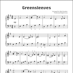 Greensleeves Easy Christmas Piano Sheet Music Printable PDF image 1