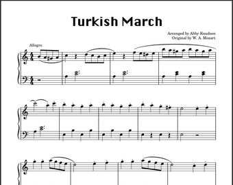 SIMPLIFIED Turkish March | Mozart Easy Piano Sheet Music - Printable PDF