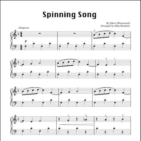 SIMPLIFIED Spinning Song | Easy Piano Sheet Music - Printable PDF