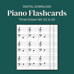 Grand Staff Piano Music Flashcards (Three Octave Set) - Printable PDF