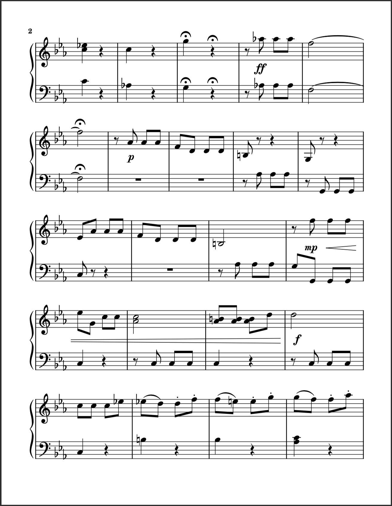 Simplified edition artwork indicating an easy Beethoven piano arrangement of Symphony No. 5 in C minor