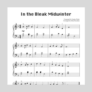 En pleno invierno / Partitura fácil para piano de Navidad - PDF imprimible